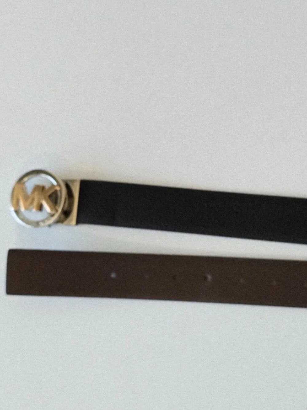 MICHAEL Michael Kors Reversible Leather Belt Women M Black Brown Gold Buckle NWT